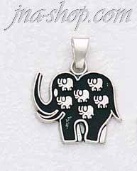 Sterling Silver Elephant w/Small Elephants Inside Charm Pendant