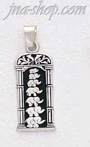 Sterling Silver Elephants Good Luck Charm Pendant