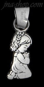 Sterling Silver Girl Praying Charm Pendant