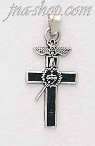 Sterling Silver Cross Sacred Heart Charm Pendant