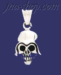 Sterling Silver Skull w/Helmet Charm Pendant