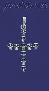 Sterling Silver Skulls Cross Charm Pendant