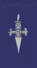 Sterling Silver Dagger w/Fleur-de-lis Charm Pendant