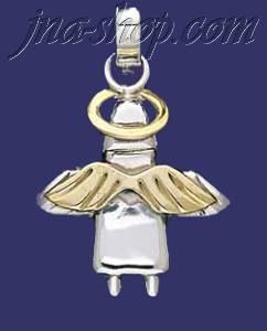 Sterling Silver Two-Tone Angel Charm Pendant