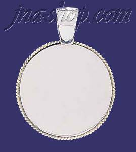 Sterling Silver Circle w/Rope Engravable Charm Pendant