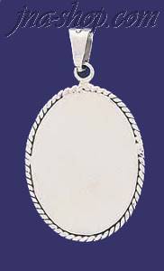 Sterling Silver Oval w/Rope Engravable Charm Pendant