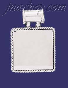 Sterling Silver Square w/Rope Engravable Charm Pendant