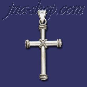 Sterling Silver Tubular Cross w/Ropes Charm Pendant