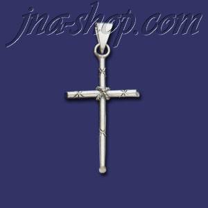 Sterling Silver Tubular Cross w/Ropes & DC Stars Charm Pendant