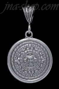 Sterling Silver Aztec Sun Calendar Pendant 22mm