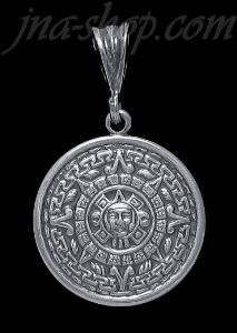 Sterling Silver Aztec Sun Calendar Pendant 26.5mm