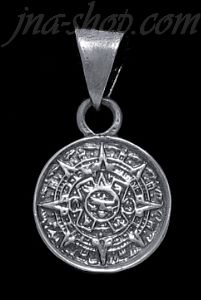 Sterling Silver Aztec Sun Calendar Pendant 16mm