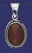 Sterling Silver Oval Shape Stone Charm Pendant