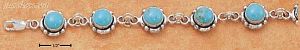 Sterling Silver 7-7.5" ADJ FLOWER CONCHO TURQUOISE LINK BRACELET