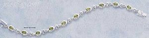 Sterling Silver 7" GEMSTONE BRACELET W/ ALTERNATING ROUND BLUE T