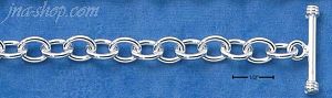 Sterling Silver 7" PLAIN OVAL LINK TOGGLE BRACELET W/ WRAPPED EN