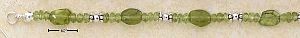 Sterling Silver 7" PERIDOT W/ SS BEADED SPACERS BRACELET