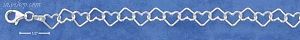 Sterling Silver ITALIAN 7" SMALL OPEN WIRE HEART LINK BRACELET