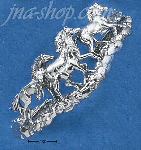 Sterling Silver MULTIPLE HORSE CUFF BRACELET