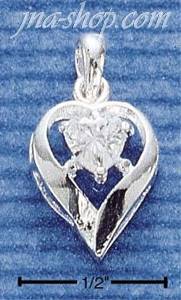 Sterling Silver APRIL CZ HEART CHARM