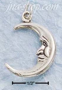 Sterling Silver SMALL SMILING CRESCENT MOON CHARM