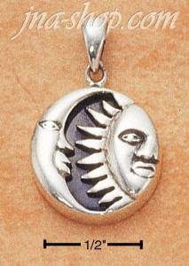 Sterling Silver SUN & MOON W/ LAPIS PENDANT