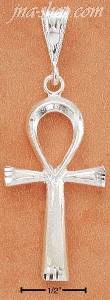 Sterling Silver LARGE DIAMOND CUT ANKH CHARM