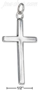 Sterling Silver MEDIUM HIGH POLISH FLAT SIMPLE CROSS PENDANT