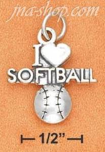 Sterling Silver "I LOVE SOFTBALL" CHARM