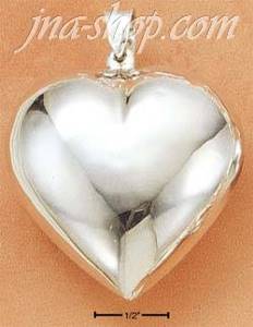 Sterling Silver LARGE HIGH POLISH HEART PENDANT