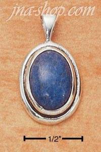 Sterling Silver OVAL DENIM LAPIS PENDANT W/ IN OVAL FRAME