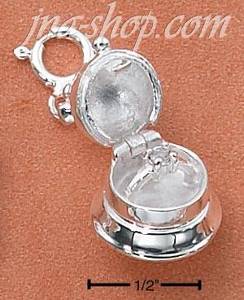 Sterling Silver Wedding Bell Zipper Pull CZ Engagement Ring Inside Charm Pendant