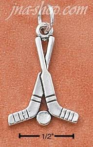 Sterling Silver HOCKEY STICKS AND PUCK CHARM