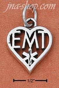 Sterling Silver "EMT" HEART CHARM