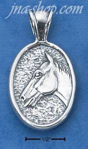 Sterling Silver LONG OVAL HORSEHEAD CHARM