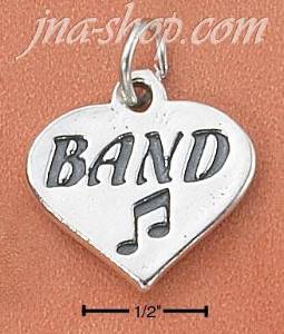 Sterling Silver "BAND" WITH NOTE HEART CHARM