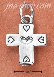 Sterling Silver CROSS WITH FIVE HEARTS CHARM