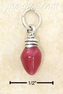 Sterling Silver ENAMEL RED CHRISTMAS LIGHT BULB CHARM