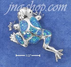 Sterling Silver SYNTHETIC OPAL MOSAIC FROG PENDANT
