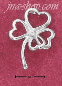 Sterling Silver OPEN 4 LEAF CLOVER PENDANT WITH CENTER CZ