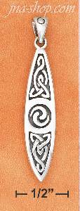 Sterling Silver SURFBOARD W/ CELTIC DESIGN CHARM (1.5")