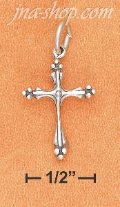 Sterling Silver ANTIQUED LIGHTWEIGHT FANCY CROSS CHARM W/ 3 RAIS