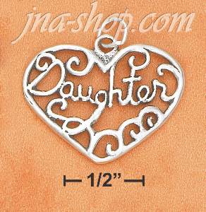 Sterling Silver "DAUGHTER" OPEN FILIGREE HEART CHARM