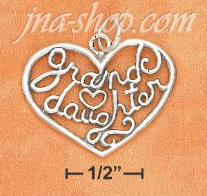 Sterling Silver "GRANDDAUGHTER" OPEN FILIGREE HEART CHARM