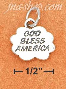 Sterling Silver HIGH POLISH "GOD BLESS AMERICA" IN CLOUD CHARM W