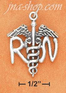 Sterling Silver 1" ANTIQUED "RN" WITH CADUCEUS CHARM