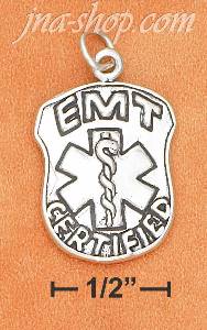 Sterling Silver ANTIQUED "EMT CERTIFIED" BADGE CHARM