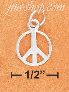 Sterling Silver 6MM HIGH POLISH PEACE SIGN CHARM