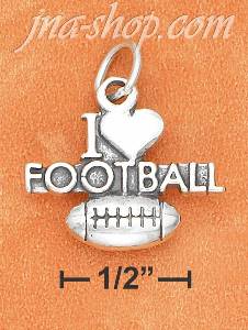 Sterling Silver ANTIQUED "I HEART FOOTBALL" WITH FOOTBALL CHARM