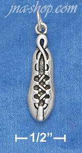 Sterling Silver ANTIQUED 1" IRISH DANCING SHOE CHARM W/HOLLOW BA